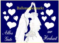 Ballonflugkarte mit Hochzeitspaar, Glckwnsche zur Hochzeit Postkarte fr Luftballons