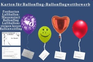 Karten fr Luftballons, Ballonflugkarten, Postkarten zum Anhngen an Ballons